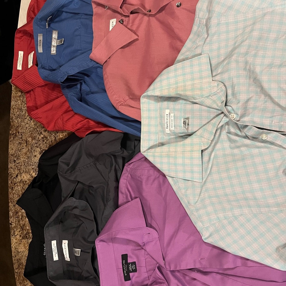 Van Heusen Red and Blue Casual Button Down Shirts